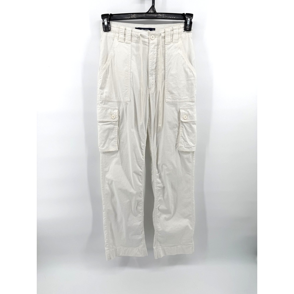 Hollister Ultra High Rise Dad White Cargo Pants Women 2S W26S Y2K Grunge Cotton